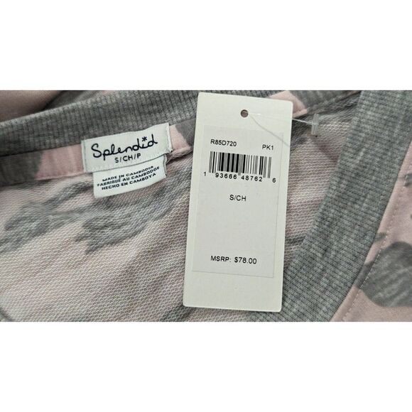 Splendid Womens Small Soft Pink Gray Long Sleeve Crew Neck Pullover Sweatshirt - Picture 7 of 8